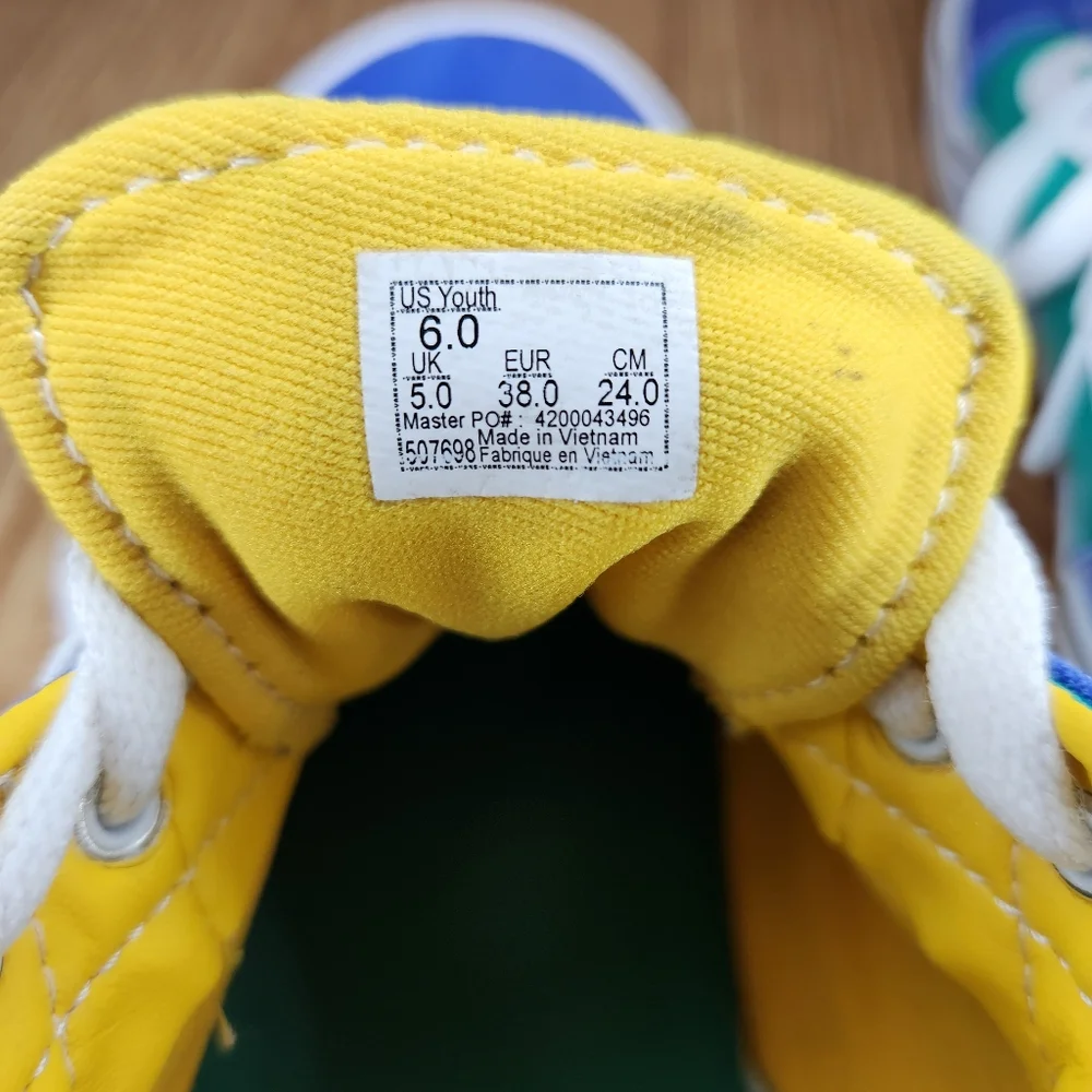 Vans Ward Sneakers Blue Yellow Green Check Color Block Big Kids Size 6‎